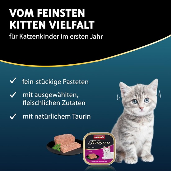 animonda Vom Feinsten Kitten Variety for Cats (32 x 100 g), Kitten Wet Food for Young Cats, Cat Food without Grains and Sugar, with 100% Fresh, Meaty Ingredients animonda Vom Feinsten Kitten Variety for Cats (32 x 100 g), Kitten Wet Food for Young Cats, Cat Food without Grains and Sugar, with 100% Fresh, Meaty Ingredients