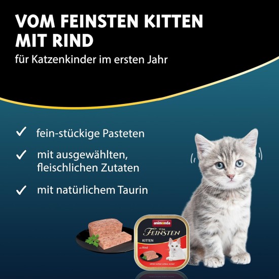 animonda Vom Feinsten Kitten Variety for Cats (32 x 100 g), Kitten Wet Food for Young Cats, Cat Food without Grains and Sugar, with 100% Fresh, Meaty Ingredients animonda Vom Feinsten Kitten Variety for Cats (32 x 100 g), Kitten Wet Food for Young Cats, Cat Food without Grains and Sugar, with 100% Fresh, Meaty Ingredients