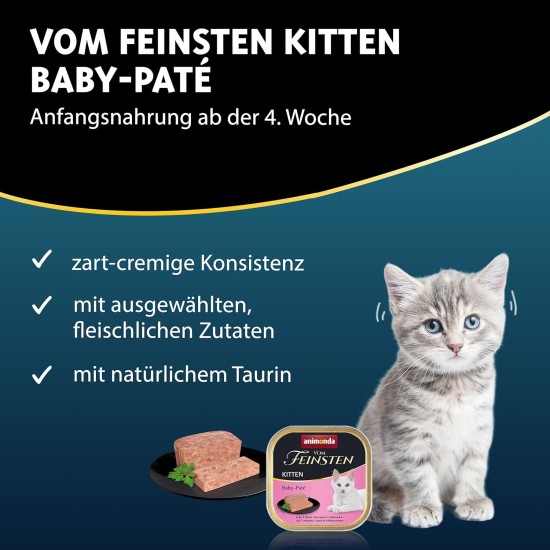 animonda Vom Feinsten Kitten Variety for Cats (32 x 100 g), Kitten Wet Food for Young Cats, Cat Food without Grains and Sugar, with 100% Fresh, Meaty Ingredients animonda Vom Feinsten Kitten Variety for Cats (32 x 100 g), Kitten Wet Food for Young Cats, Cat Food without Grains and Sugar, with 100% Fresh, Meaty Ingredients