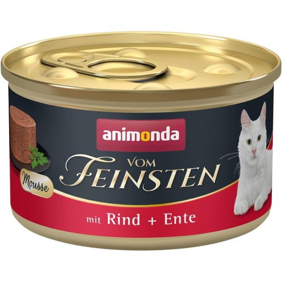 animonda vom Feinsten Mousse Wet Cat Food for Adult Cats, Sugar-Free, with Beef + Duck, 12 x 85 cm animonda vom Feinsten Mousse Wet Cat Food for Adult Cats, Sugar-Free, with Beef + Duck, 12 x 85 cm
