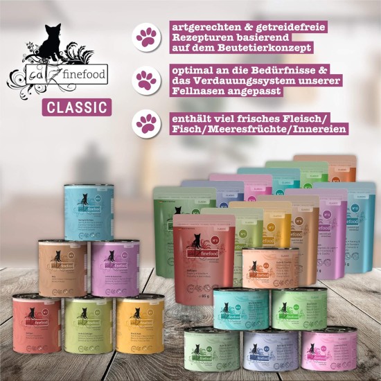 catz finefood Classic Collection Mix Pack Wet Cat Food - Delicatessen Wet Food for Your Cat without Grain and Sugar with High Meat Content, 24 x 85 g Bags catz finefood Classic Collection Mix Pack Wet Cat Food - Delicatessen Wet Food for Your Cat without Grain and Sugar with High Meat Content, 24 x 85 g Bags