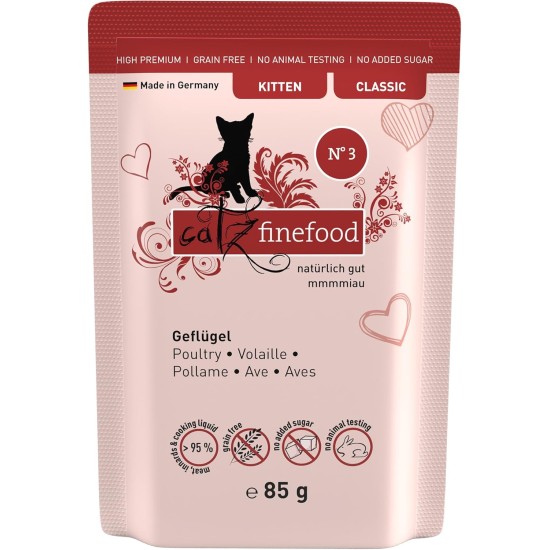 catz finefood Kitten Multipack I Wet Cat Food - Delicatessen Kitten Wet Food for Young Cats without Grain and Sugar with High Meat Content (12 x 85 g Bags) catz finefood Kitten Multipack I Wet Cat Food - Delicatessen Kitten Wet Food for Young Cats without Grain and Sugar with High Meat Content (12 x 85 g Bags)