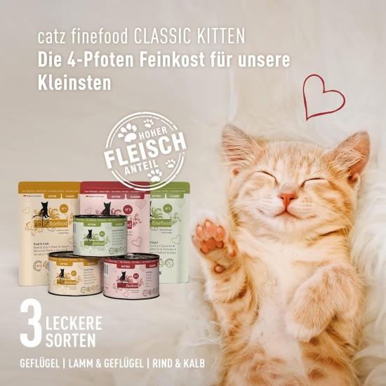 catz finefood Kitten Multipack I Wet Cat Food - Delicatessen Kitten Wet Food for Young Cats without Grain and Sugar with High Meat Content (12 x 85 g Bags) catz finefood Kitten Multipack I Wet Cat Food - Delicatessen Kitten Wet Food for Young Cats without Grain and Sugar with High Meat Content (12 x 85 g Bags)