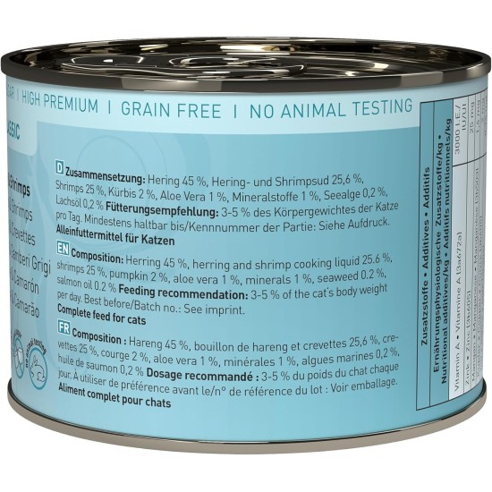 catz finefood N° 13 Herring & Shrimps Feinkost Wet Cat Food, Refined with Pumpkin & Aloe Vera, 16 x 85 g Bags catz finefood N° 13 Herring & Shrimps Feinkost Wet Cat Food, Refined with Pumpkin & Aloe Vera, 16 x 85 g Bags