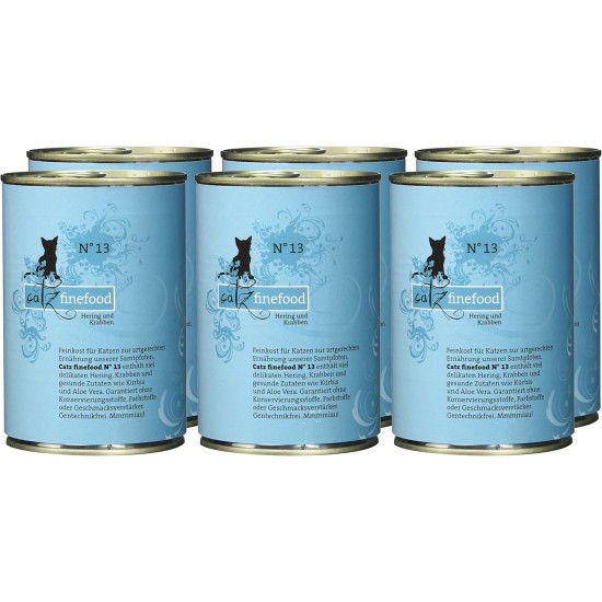 catz finefood N° 13 Herring & Shrimps Feinkost Wet Cat Food, Refined with Pumpkin & Aloe Vera, 16 x 85 g Bags catz finefood N° 13 Herring & Shrimps Feinkost Wet Cat Food, Refined with Pumpkin & Aloe Vera, 16 x 85 g Bags
