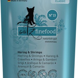 catz finefood N° 13 Herring & Shrimps Feinkost Wet Cat Food, Refined with Pumpkin & Aloe Vera, 16 x 85 g Bags catz finefood N° 13 Herring & Shrimps Feinkost Wet Cat Food, Refined with Pumpkin & Aloe Vera, 16 x 85 g Bags