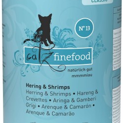 catz finefood N° 13 Herring & Shrimps Feinkost Wet Cat Food, Refined with Pumpkin & Aloe Vera, 6 x 400 g Tins catz finefood N° 13 Herring & Shrimps Feinkost Wet Cat Food, Refined with Pumpkin & Aloe Vera, 6 x 400 g Tins