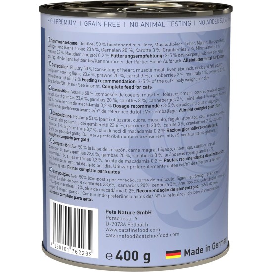 catz finefood N° 17 Poultry & Shrimp Delicatessen Wet Cat Food Refined with Carrot & Cranberry, 16 x 85 g Bags catz finefood N° 17 Poultry & Shrimp Delicatessen Wet Cat Food Refined with Carrot & Cranberry, 16 x 85 g Bags