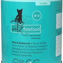 catz finefood N° 21 Wild & Redfish Feinkost Wet Cat Food, Refined with Potato and Blueberry, 6 x 800 g Tins catz finefood N° 21 Wild & Redfish Feinkost Wet Cat Food, Refined with Potato and Blueberry, 6 x 800 g Tins