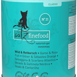 catz finefood N° 21 Wild & Redfish Feinkost Wet Cat Food, Refined with Potato and Blueberry, 6 x 800 g Tins catz finefood N° 21 Wild & Redfish Feinkost Wet Cat Food, Refined with Potato and Blueberry, 6 x 800 g Tins