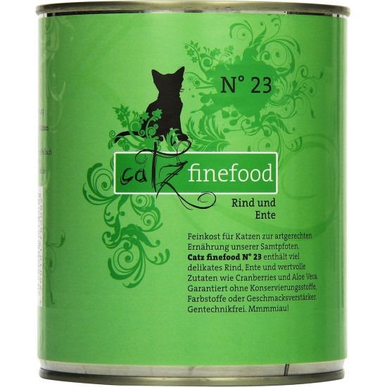 catz finefood N° 23 Beef & Duck Delicatessen Wet Cat Food, Refined with Cranberry & Aloe Vera, 16 x 85 g Bags catz finefood N° 23 Beef & Duck Delicatessen Wet Cat Food, Refined with Cranberry & Aloe Vera, 16 x 85 g Bags