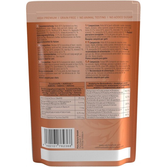 catz finefood N° 25 Chicken & Tuna Delicatessen Wet Cat Food, Refined with Pumpkin and Rosehip, 16 x 85 g Bags catz finefood N° 25 Chicken & Tuna Delicatessen Wet Cat Food, Refined with Pumpkin and Rosehip, 16 x 85 g Bags
