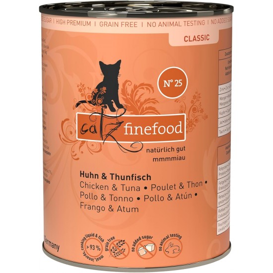 catz finefood N° 25 Chicken & Tuna Delicatessen Wet Cat Food, Refined with Pumpkin and Rosehip, 16 x 85 g Bags catz finefood N° 25 Chicken & Tuna Delicatessen Wet Cat Food, Refined with Pumpkin and Rosehip, 16 x 85 g Bags
