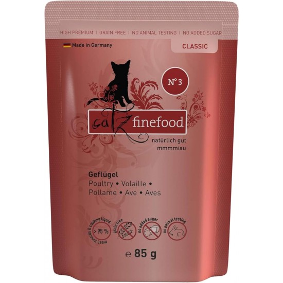 catz finefood N° 3 Poultry Delicatessen Cat Food Wet, Premium Wet Food for Cats without Grain and Sugar with High Meat Content (24 x 85 g Bags) catz finefood N° 3 Poultry Delicatessen Cat Food Wet, Premium Wet Food for Cats without Grain and Sugar with High Meat Content (24 x 85 g Bags)