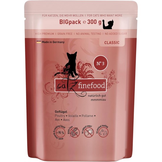 catz finefood N° 3 Poultry Delicatessen Cat Food Wet, Premium Wet Food for Cats without Grain and Sugar with High Meat Content (24 x 85 g Bags) catz finefood N° 3 Poultry Delicatessen Cat Food Wet, Premium Wet Food for Cats without Grain and Sugar with High Meat Content (24 x 85 g Bags)