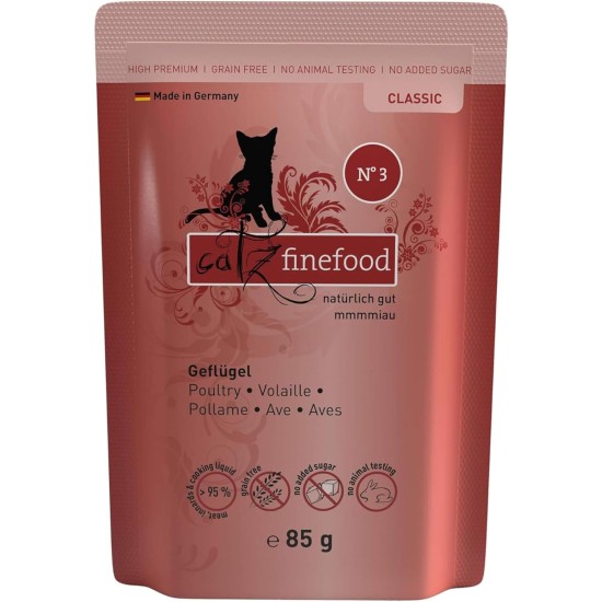 catz finefood N° 3 Poultry Delicatessen Wet Cat Food, Refined with Cranberries and Dandelions, 6 x 800 g Tins catz finefood N° 3 Poultry Delicatessen Wet Cat Food, Refined with Cranberries and Dandelions, 6 x 800 g Tins