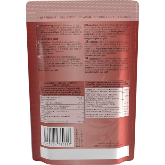 catz finefood N° 3 Poultry Delicatessen Wet Cat Food, Refined with Cranberries and Dandelions, 6 x 800 g Tins catz finefood N° 3 Poultry Delicatessen Wet Cat Food, Refined with Cranberries and Dandelions, 6 x 800 g Tins