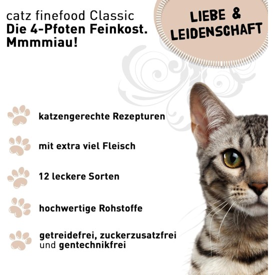 catz finefood N° 3 Poultry Delicatessen Wet Cat Food, Refined with Cranberries and Dandelions, 8 x 85 g Bags catz finefood N° 3 Poultry Delicatessen Wet Cat Food, Refined with Cranberries and Dandelions, 8 x 85 g Bags