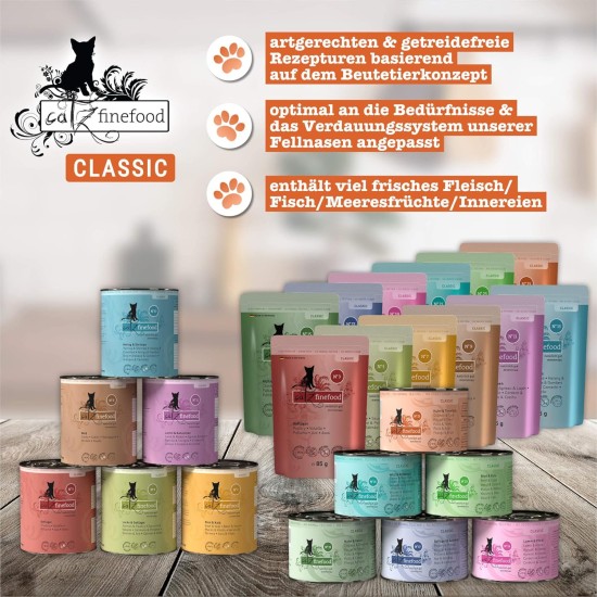 catz finefood N° 3 Poultry Delicatessen Wet Cat Food, Refined with Cranberries and Dandelions, 8 x 85 g Bags catz finefood N° 3 Poultry Delicatessen Wet Cat Food, Refined with Cranberries and Dandelions, 8 x 85 g Bags