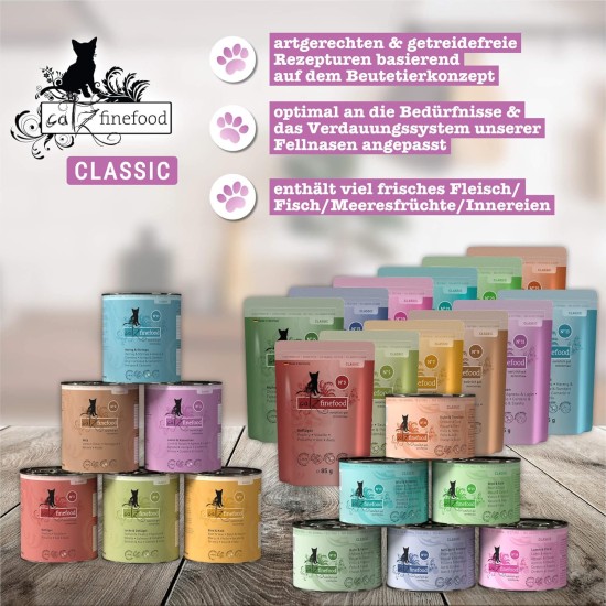 catz finefood N° 3 Poultry Delicatessen Wet Cat Food, Refined with Cranberries and Dandelions, 8 x 85 g Bags catz finefood N° 3 Poultry Delicatessen Wet Cat Food, Refined with Cranberries and Dandelions, 8 x 85 g Bags