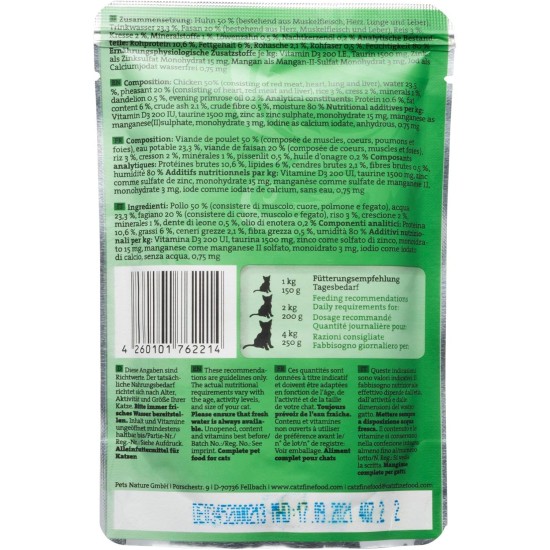 catz finefood N° 3 Poultry Delicatessen Wet Cat Food, Refined with Cranberries and Dandelions, 8 x 85 g Bags catz finefood N° 3 Poultry Delicatessen Wet Cat Food, Refined with Cranberries and Dandelions, 8 x 85 g Bags