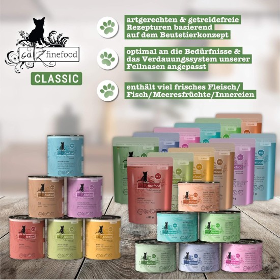 catz finefood N° 3 Poultry Delicatessen Wet Cat Food, Refined with Cranberries and Dandelions, 8 x 85 g Bags catz finefood N° 3 Poultry Delicatessen Wet Cat Food, Refined with Cranberries and Dandelions, 8 x 85 g Bags