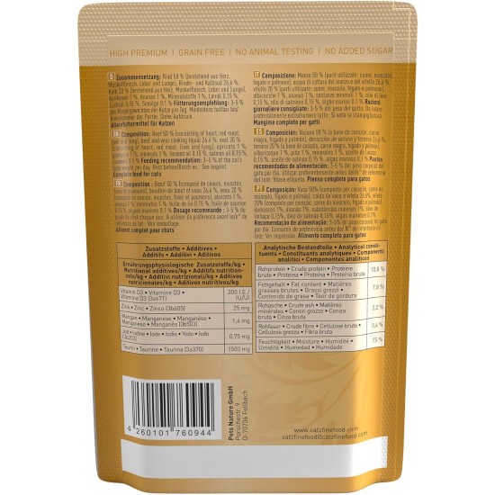 catz finefood N° 7 Beef & Veal Delicatessen Wet Cat Food, Refined with Apricot & Pineapple, 6 x 800 g Tins catz finefood N° 7 Beef & Veal Delicatessen Wet Cat Food, Refined with Apricot & Pineapple, 6 x 800 g Tins