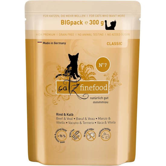 catz finefood N° 7 Beef & Veal Delicatessen Wet Cat Food, Refined with Apricot & Pineapple, 6 x 800 g Tins catz finefood N° 7 Beef & Veal Delicatessen Wet Cat Food, Refined with Apricot & Pineapple, 6 x 800 g Tins