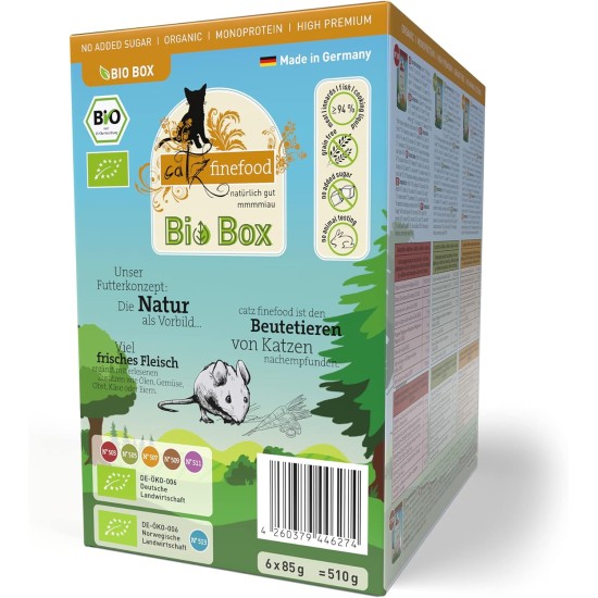 catz finefood Organic Cat Food Mix Package - 6 x 85 g - Wet Food for Cats - N° 513, 511, 509, 507, 505 & 503 Without Cereals & Added Sugar (0.51 kg) catz finefood Organic Cat Food Mix Package - 6 x 85 g - Wet Food for Cats - N° 513, 511, 509, 507, 505 & 503 Without Cereals & Added Sugar (0.51 kg)