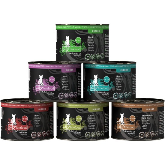 catz finefood Purrrr Collection I - Monoprotein Wet Cat Food - Grain-Free, Sugar-Free, Hypoallergenic - High Meat Content - Multipack Wet Food for Cats - in Bag, 85 g (Pack of 12) catz finefood Purrrr Collection I - Monoprotein Wet Cat Food - Grain-Free, Sugar-Free, Hypoallergenic - High Meat Content - Multipack Wet Food for Cats - in Bag, 85 g (Pack of 12)
