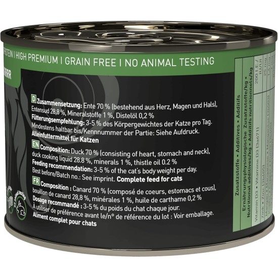 catz finefood Purrrr Duck Monoprotein Wet Cat Food N° 115, for Nutrition-Sensitive Cats, 70% Meat Content, 16 x 85 g Bags catz finefood Purrrr Duck Monoprotein Wet Cat Food N° 115, for Nutrition-Sensitive Cats, 70% Meat Content, 16 x 85 g Bags