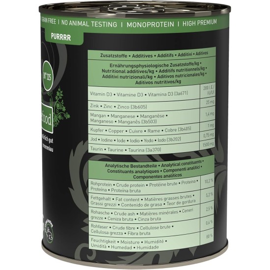 catz finefood Purrrr Duck Monoprotein Wet Cat Food N° 115, for Nutrition-Sensitive Cats, 70% Meat Content, 16 x 85 g Bags catz finefood Purrrr Duck Monoprotein Wet Cat Food N° 115, for Nutrition-Sensitive Cats, 70% Meat Content, 16 x 85 g Bags