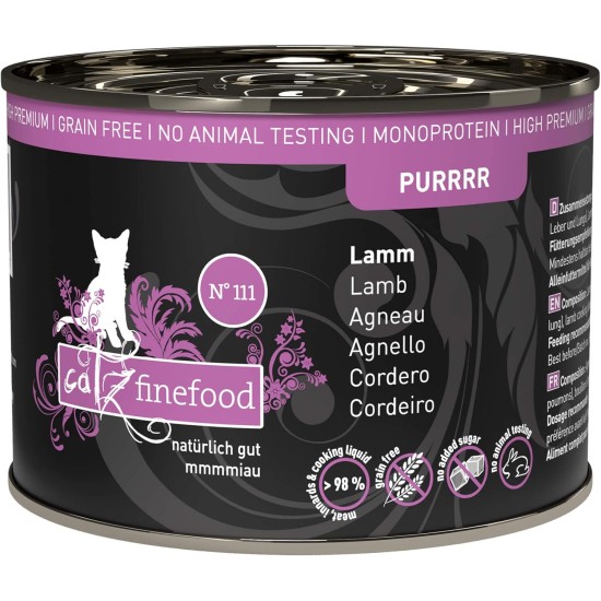catz finefood Purrrr Monoprotein Wet Cat Food, Kangaroo, Chicken, Salmon, Lamb, Sheep and Pork, 6 Cans Variety Pure or Multipack, 190 g - 200 g catz finefood Purrrr Monoprotein Wet Cat Food, Kangaroo, Chicken, Salmon, Lamb, Sheep and Pork, 6 Cans Variety Pure or Multipack, 190 g - 200 g