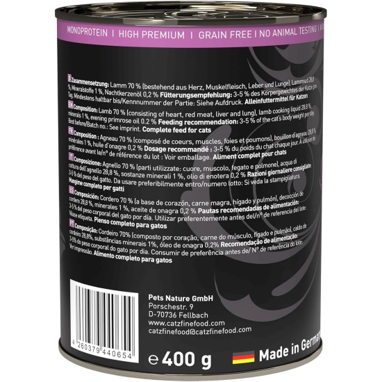 catz finefood Purrrr Monoprotein Wet Cat Food, Kangaroo, Chicken, Salmon, Lamb, Sheep and Pork, 6 Cans Variety Pure or Multipack, 190 g - 200 g catz finefood Purrrr Monoprotein Wet Cat Food, Kangaroo, Chicken, Salmon, Lamb, Sheep and Pork, 6 Cans Variety Pure or Multipack, 190 g - 200 g