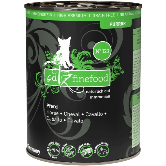 catz finefood Purrrr Pferd Monoprotein Wet Cat Food N° 123, for Nutrition-Sensitive Cats, 70% Meat Content, 6 x 400 g Tubs catz finefood Purrrr Pferd Monoprotein Wet Cat Food N° 123, for Nutrition-Sensitive Cats, 70% Meat Content, 6 x 400 g Tubs