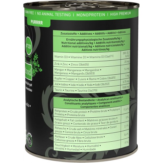 catz finefood Purrrr Pferd Monoprotein Wet Cat Food N° 123, for Nutrition-Sensitive Cats, 70% Meat Content, 6 x 200 g Tin catz finefood Purrrr Pferd Monoprotein Wet Cat Food N° 123, for Nutrition-Sensitive Cats, 70% Meat Content, 6 x 200 g Tin