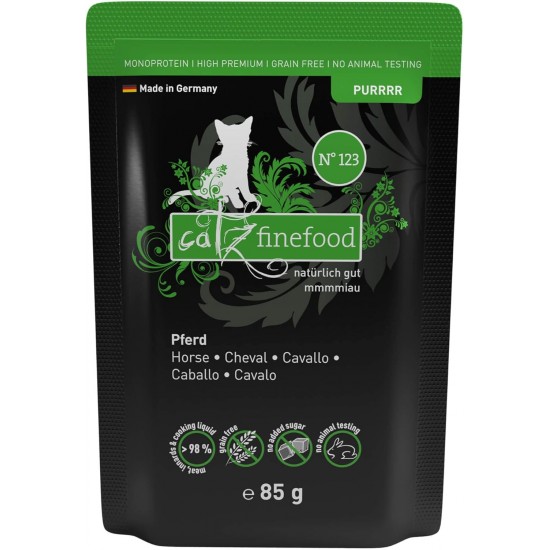 catz finefood Purrrr Pferd Monoprotein Wet Cat Food N° 123, for Nutrition-Sensitive Cats, 70% Meat Content, 6 x 200 g Tin catz finefood Purrrr Pferd Monoprotein Wet Cat Food N° 123, for Nutrition-Sensitive Cats, 70% Meat Content, 6 x 200 g Tin