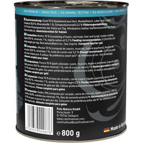 catz finefood Purrrr Sheep Monoprotein Wet Cat Food N° 113, for Nutrition-Sensitive Cats, 70% Meat Content, 16 x 85 g Bags catz finefood Purrrr Sheep Monoprotein Wet Cat Food N° 113, for Nutrition-Sensitive Cats, 70% Meat Content, 16 x 85 g Bags