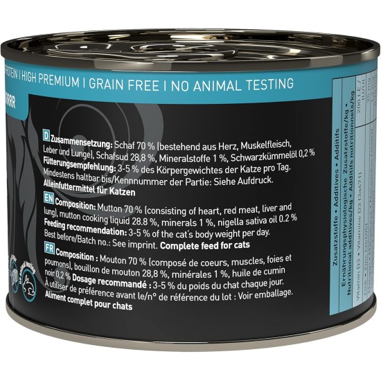 catz finefood Purrrr Sheep Monoprotein Wet Cat Food N° 113, for Nutrition-Sensitive Cats, 70% Meat Content, 16 x 85 g Bags catz finefood Purrrr Sheep Monoprotein Wet Cat Food N° 113, for Nutrition-Sensitive Cats, 70% Meat Content, 16 x 85 g Bags