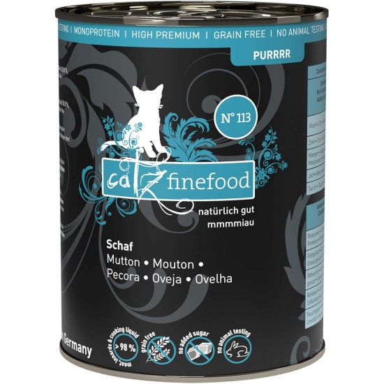 catz finefood Purrrr Sheep Monoprotein Wet Cat Food N° 113, for Nutrition-Sensitive Cats, 70% Meat Content, 16 x 85 g Bags catz finefood Purrrr Sheep Monoprotein Wet Cat Food N° 113, for Nutrition-Sensitive Cats, 70% Meat Content, 16 x 85 g Bags