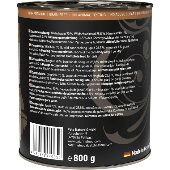 catz finefood Purrrr Wildchwein Monoprotein Wet Cat Food N° 109, for Nutrition-Sensitive Cats, 70% Meat Content, 16 x 85 g Bags catz finefood Purrrr Wildchwein Monoprotein Wet Cat Food N° 109, for Nutrition-Sensitive Cats, 70% Meat Content, 16 x 85 g Bags