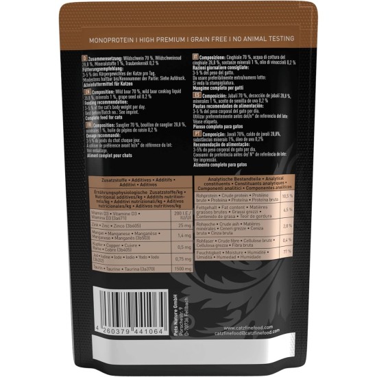 catz finefood Purrrr Wildchwein Monoprotein Wet Cat Food N° 109, for Nutrition-Sensitive Cats, 70% Meat Content, 16 x 85 g Bags catz finefood Purrrr Wildchwein Monoprotein Wet Cat Food N° 109, for Nutrition-Sensitive Cats, 70% Meat Content, 16 x 85 g Bags