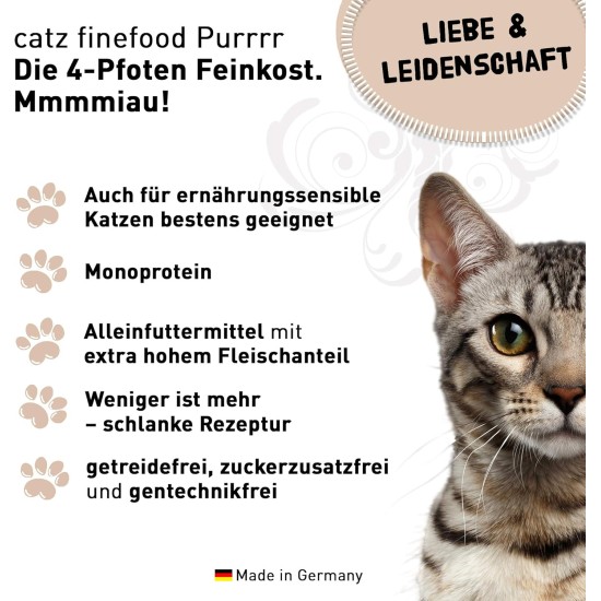 catz finefood Purrrr Wildchwein Monoprotein Wet Cat Food N° 109, for Nutrition-Sensitive Cats, 70% Meat Content, 16 x 85 g Bags catz finefood Purrrr Wildchwein Monoprotein Wet Cat Food N° 109, for Nutrition-Sensitive Cats, 70% Meat Content, 16 x 85 g Bags