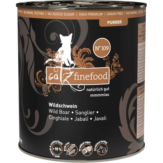 catz finefood Purrrr Wildchwein Monoprotein Wet Cat Food N° 109, for Nutrition-Sensitive Cats, 70% Meat Content, 16 x 85 g Bags catz finefood Purrrr Wildchwein Monoprotein Wet Cat Food N° 109, for Nutrition-Sensitive Cats, 70% Meat Content, 16 x 85 g Bags