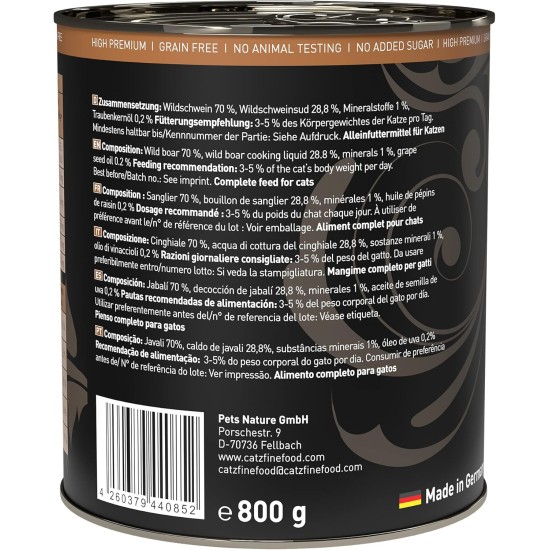 catz finefood Purrrr Wildchwein Monoprotein Wet Cat Food N° 109, for Nutrition-Sensitive Cats, 70% Meat Content, 16 x 85 g Bags catz finefood Purrrr Wildchwein Monoprotein Wet Cat Food N° 109, for Nutrition-Sensitive Cats, 70% Meat Content, 16 x 85 g Bags