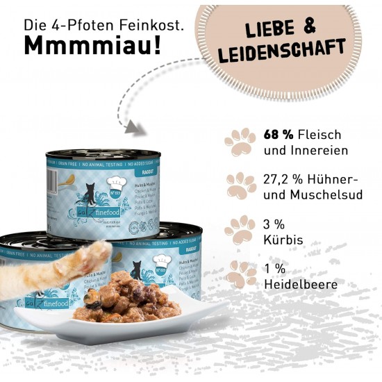 catz finefood Ragout Mix Pack Wet Cat Food - Delicatessen Wet Food for Cats in Sauce without Grain and Sugar with High Meat Content, 6 x 190 g Tin catz finefood Ragout Mix Pack Wet Cat Food - Delicatessen Wet Food for Cats in Sauce without Grain and Sugar with High Meat Content, 6 x 190 g Tin