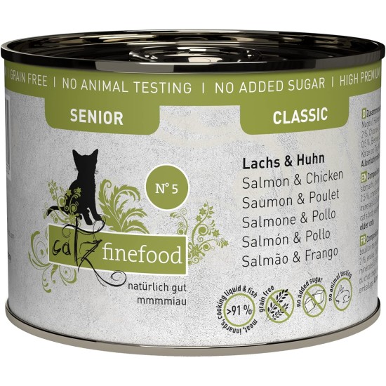 catz finefood Senior Collection Wet Cat Food - Premium Wet Food for Your Senior Cat - Grain-Free, No Sugar, High Meat Content, Vitamins & Minerals (6 x 200 g Tin) catz finefood Senior Collection Wet Cat Food - Premium Wet Food for Your Senior Cat - Grain-Free, No Sugar, High Meat Content, Vitamins & Minerals (6 x 200 g Tin)