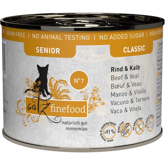 catz finefood Senior Collection Wet Cat Food - Premium Wet Food for Your Senior Cat - Grain-Free, No Sugar, High Meat Content, Vitamins & Minerals (6 x 200 g Tin) catz finefood Senior Collection Wet Cat Food - Premium Wet Food for Your Senior Cat - Grain-Free, No Sugar, High Meat Content, Vitamins & Minerals (6 x 200 g Tin)