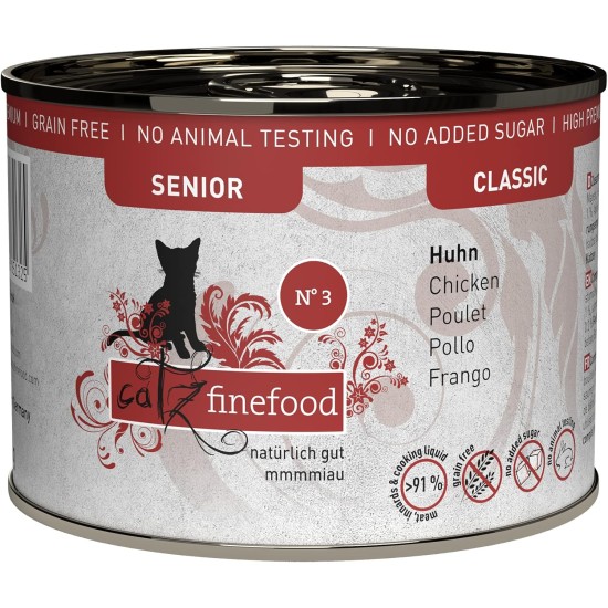 catz finefood Senior Collection Wet Cat Food - Premium Wet Food for Your Senior Cat - Grain-Free, No Sugar, High Meat Content, Vitamins & Minerals (6 x 200 g Tin) catz finefood Senior Collection Wet Cat Food - Premium Wet Food for Your Senior Cat - Grain-Free, No Sugar, High Meat Content, Vitamins & Minerals (6 x 200 g Tin)