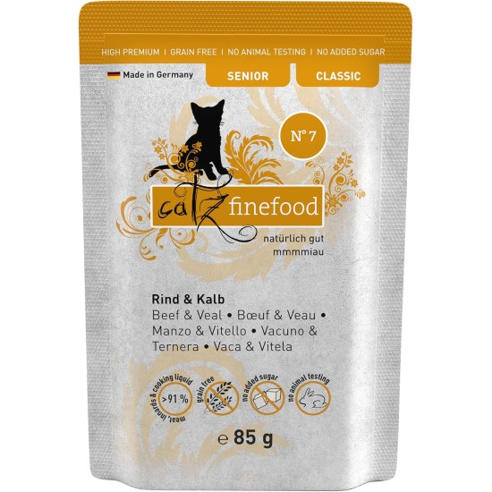 catz finefood Senior Collection Wet Cat Food - Premium Wet Food for Your Senior Cat - Grain-Free, No Sugar, High Meat Content, Vitamins & Minerals (6 x 200 g Tin) catz finefood Senior Collection Wet Cat Food - Premium Wet Food for Your Senior Cat - Grain-Free, No Sugar, High Meat Content, Vitamins & Minerals (6 x 200 g Tin)